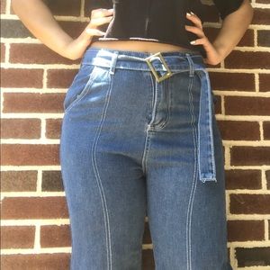 Self Tie Flared Jeans